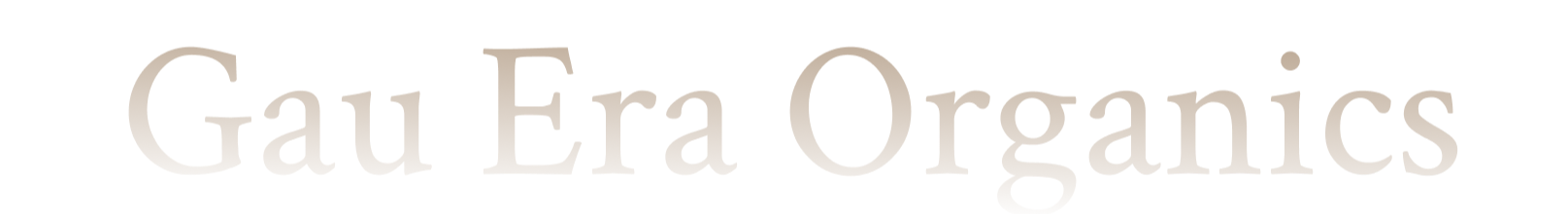 Gau Era Organics logo in beige on a white background